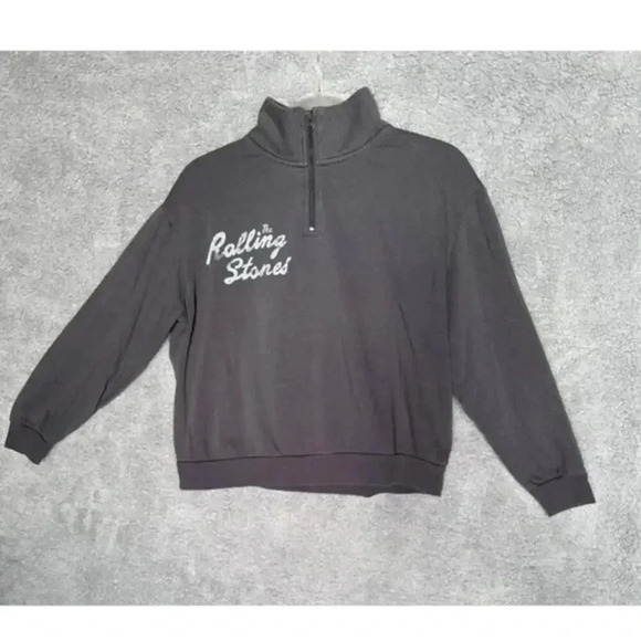 Rolling Stones Gray Sweatshirt Large Logo on Back 1/4 Zip - ?‎ Size - Picture 1 of 6